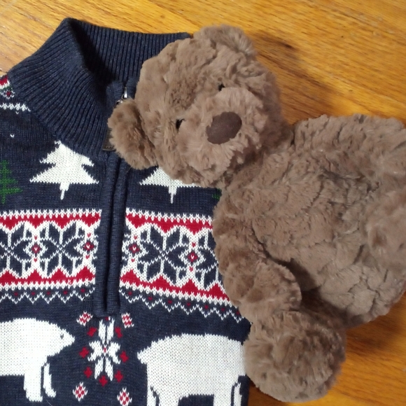 ASPEN 3/4 ZIP SWEATER REDGREEN BLUE PRINT HOLIDAY - Picture 8 of 14